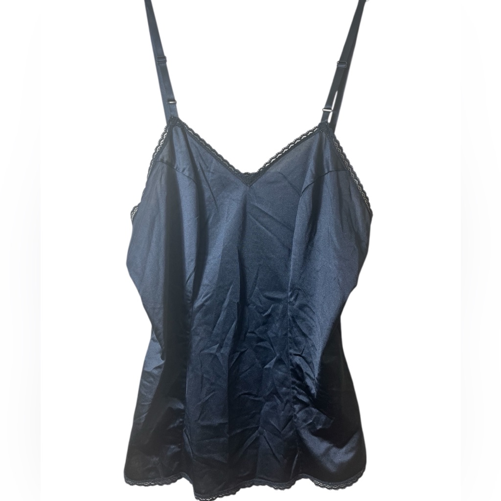 Black Lace Trim Camisole Size Small Y2k Party Top Glam Lingerie Aesthetic
